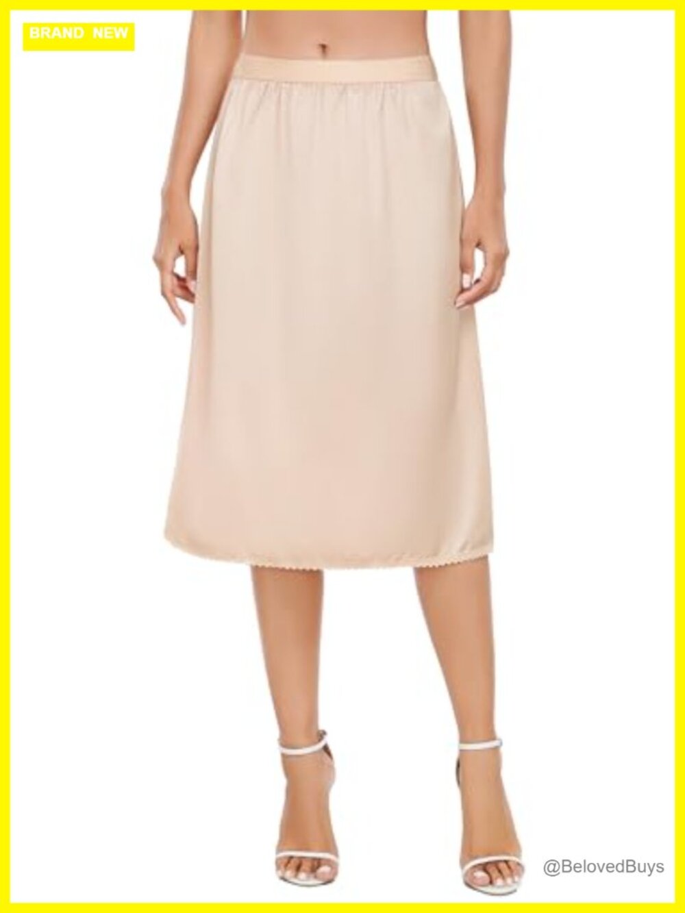 Satin Half Slip Lace Trim Long Slip Skirt Under Dress Extender